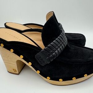 VERONICA BEARD Delia Pumps Clogs Black Studded Platform Hazelwood Shoes 8.5 M